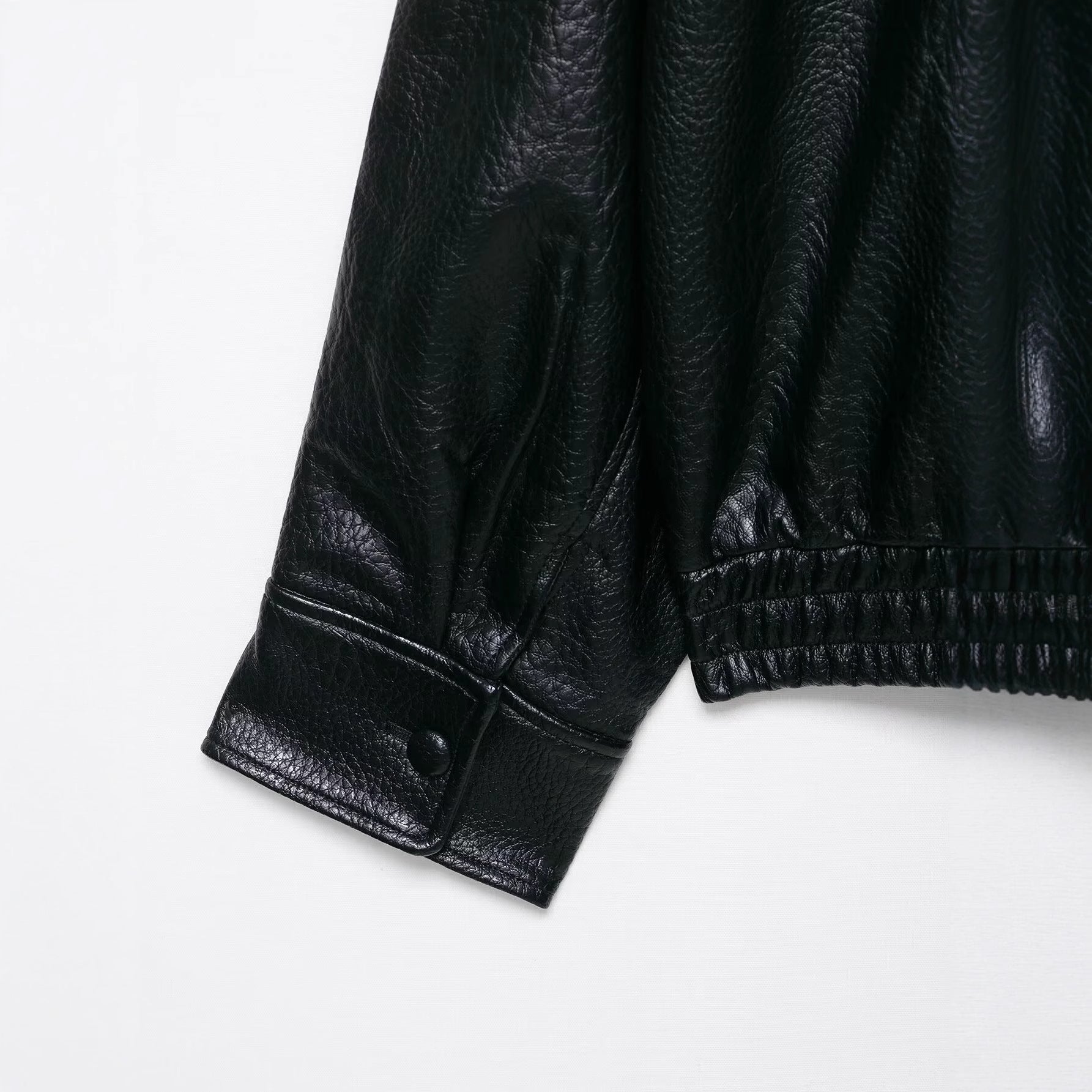 Casual Street Fashion  Faux Leather  Zipper  Stand-up Collar  Jacket