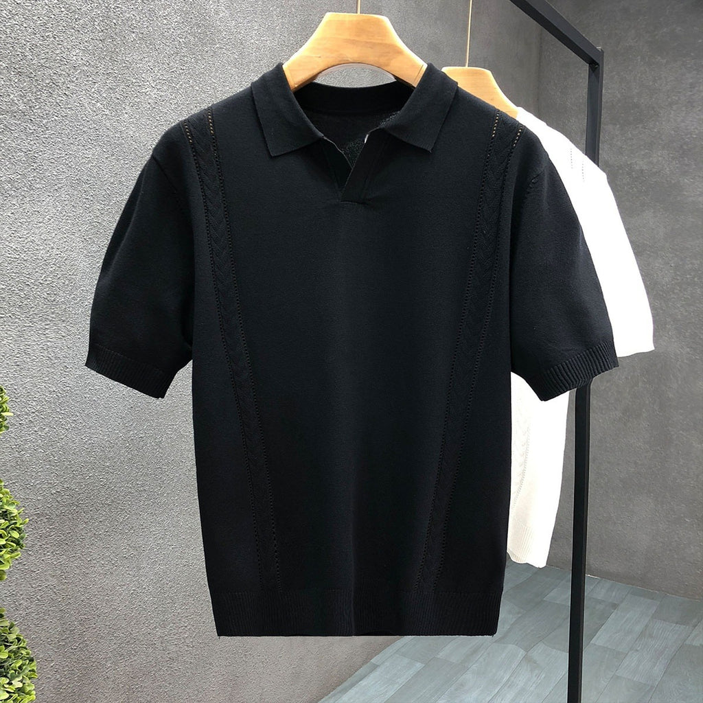 Summer thin half sleeved knitted shirt for men
