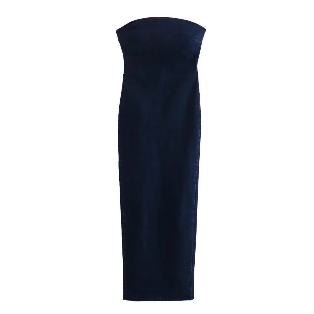 Elegant Fashion Denim Bodycon Strapless Dress