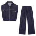 Sleeveless denim vest+denim suit