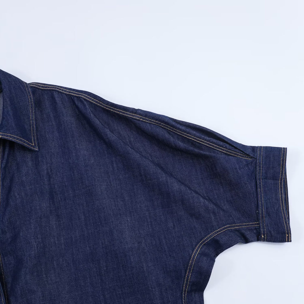 Casual wide sleeved denim embellished shirt