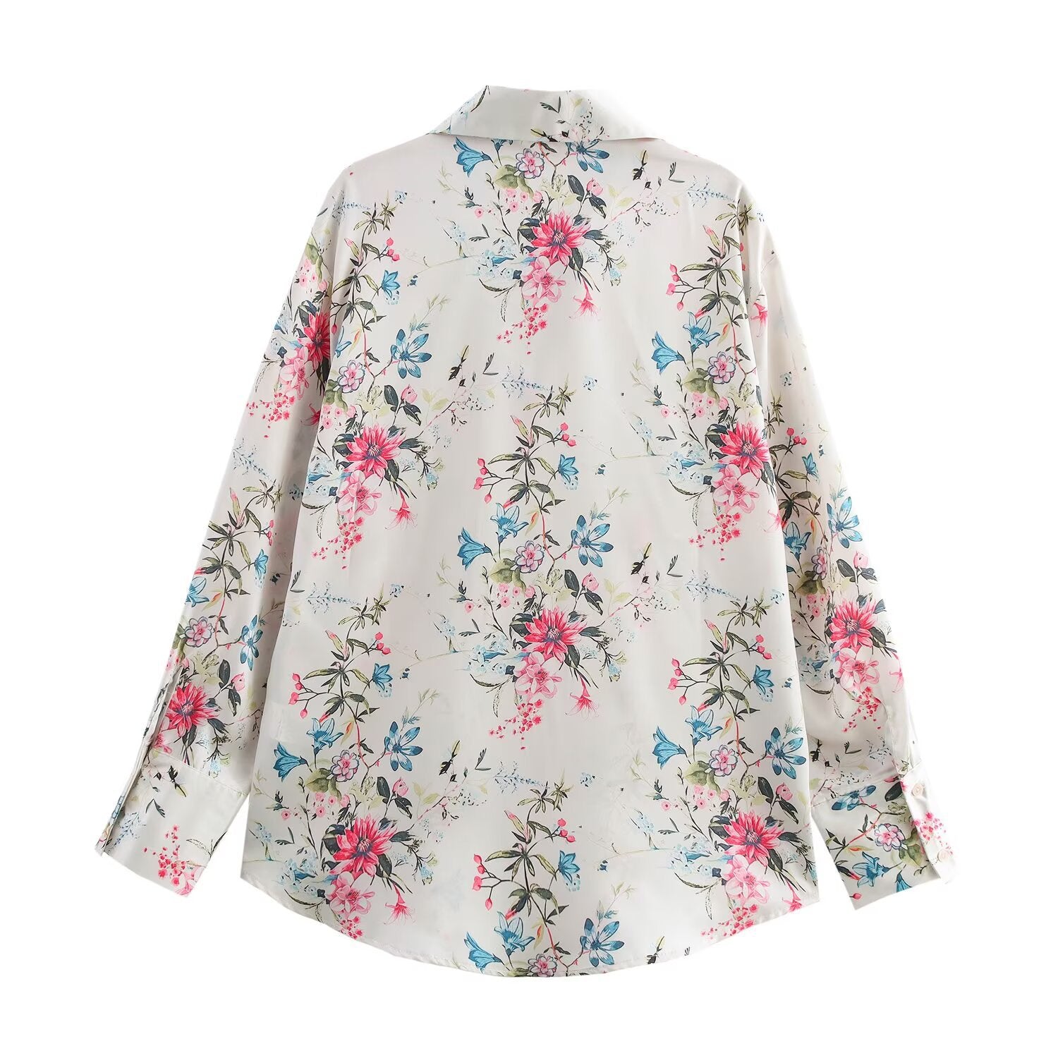 European and American fashion casual lapel silk texture printed shirt