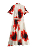 Fashion casual printed shirt style dress