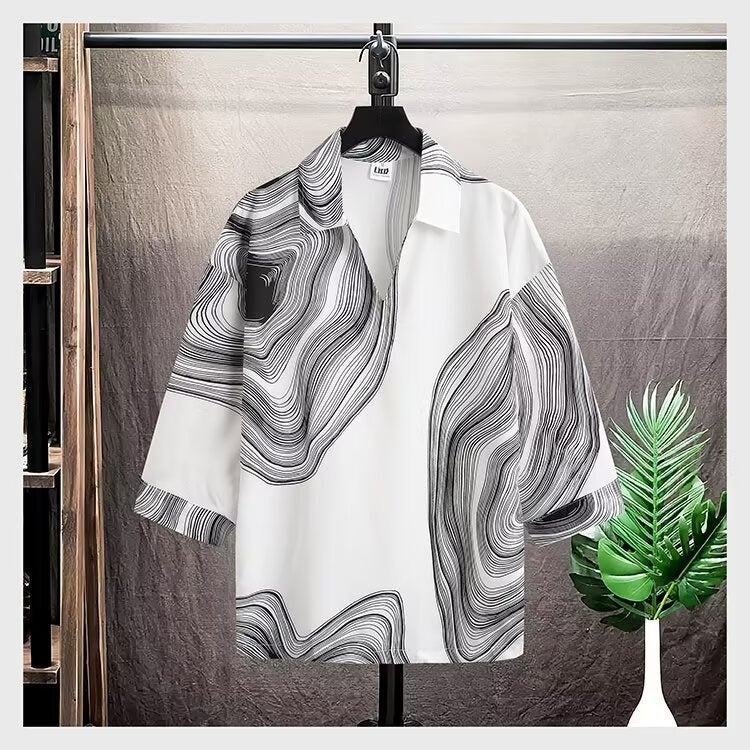 Summer ice silk short sleeved shirt for men