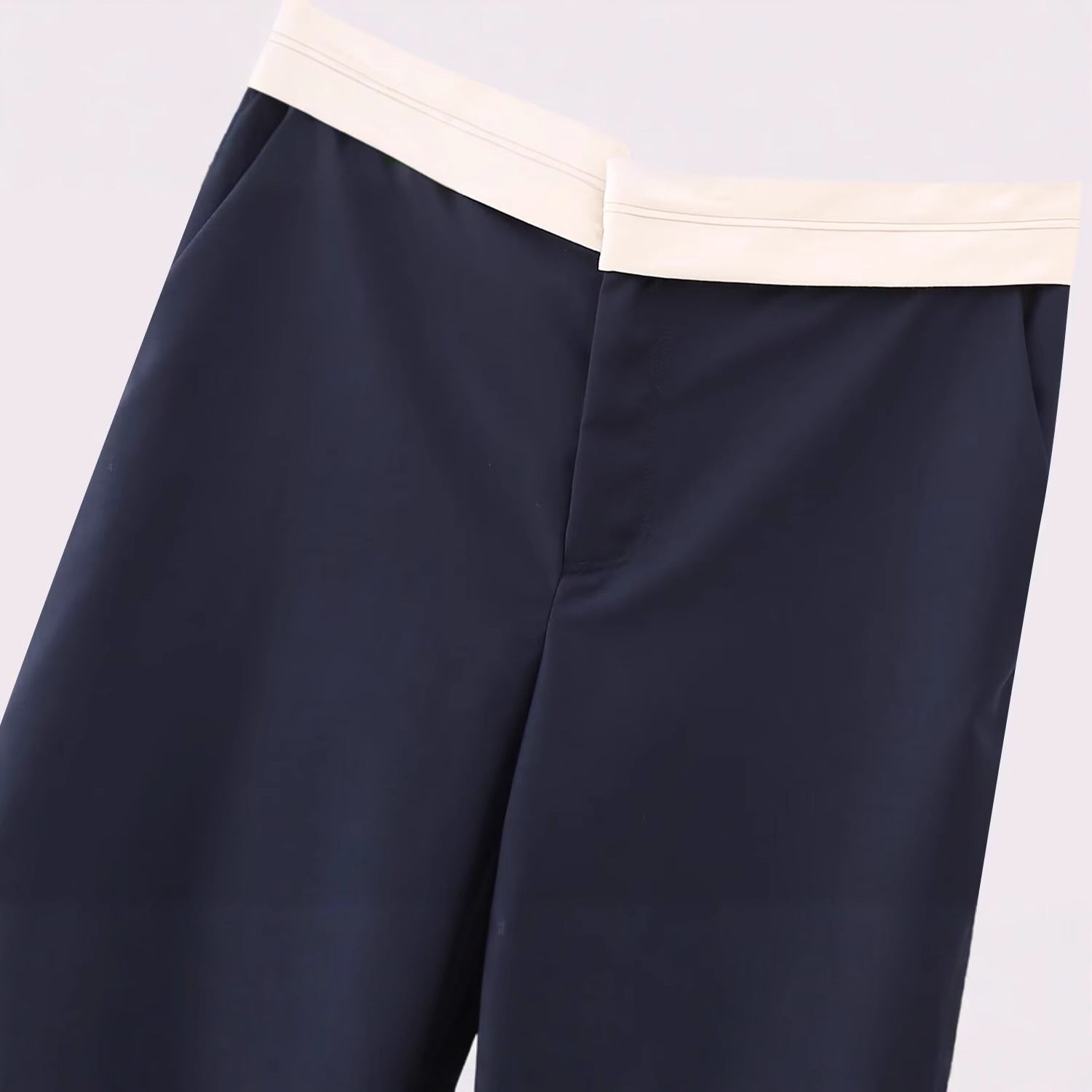 Women's Fashion Casual Color Block Waist Long Pants
