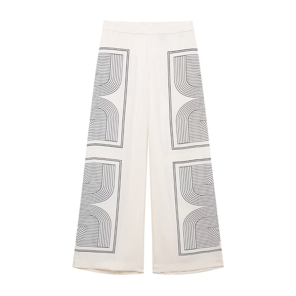 Fashion printed twill shirt+pants set