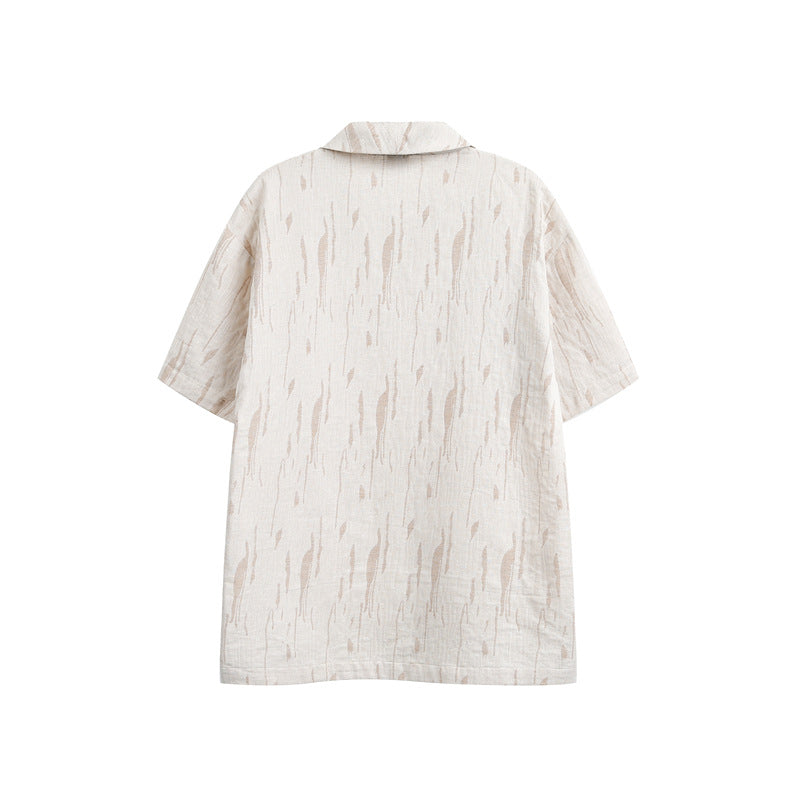 Cuban collar short sleeved shirt for men