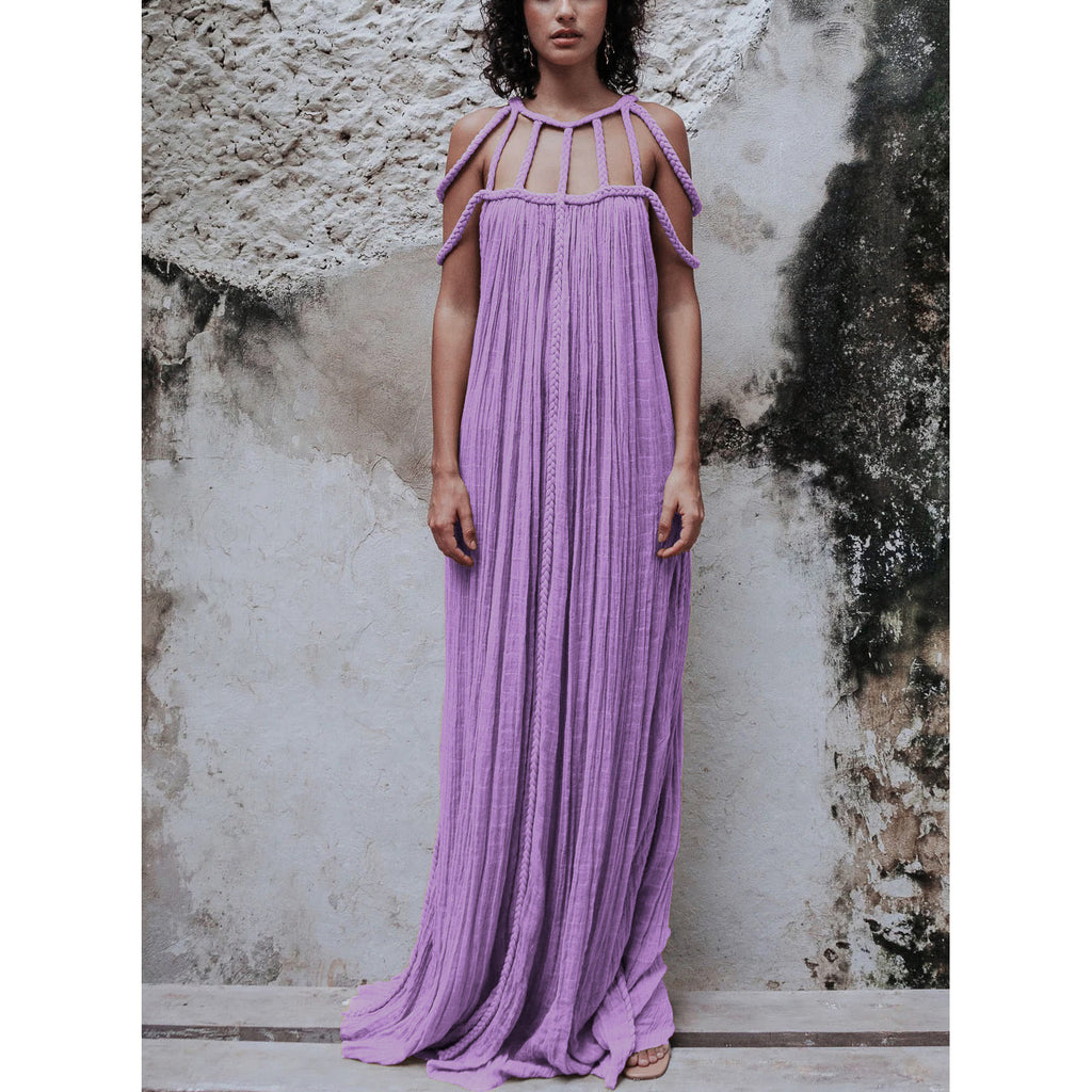 Casual Drawstring Multi-color Dress INS Vacation Loose Fashion Dress