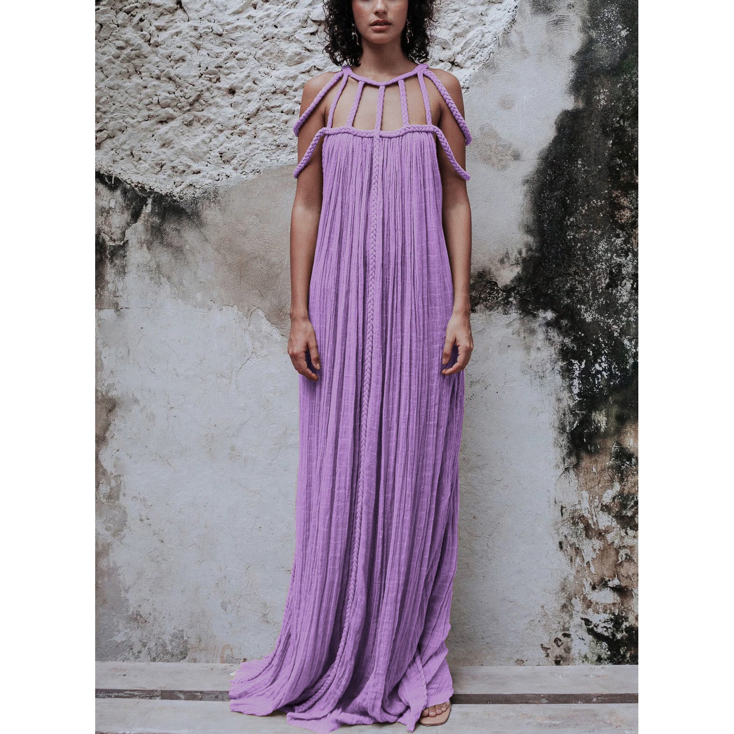 Casual Drawstring Multi-color Dress INS Vacation Loose Fashion Dress