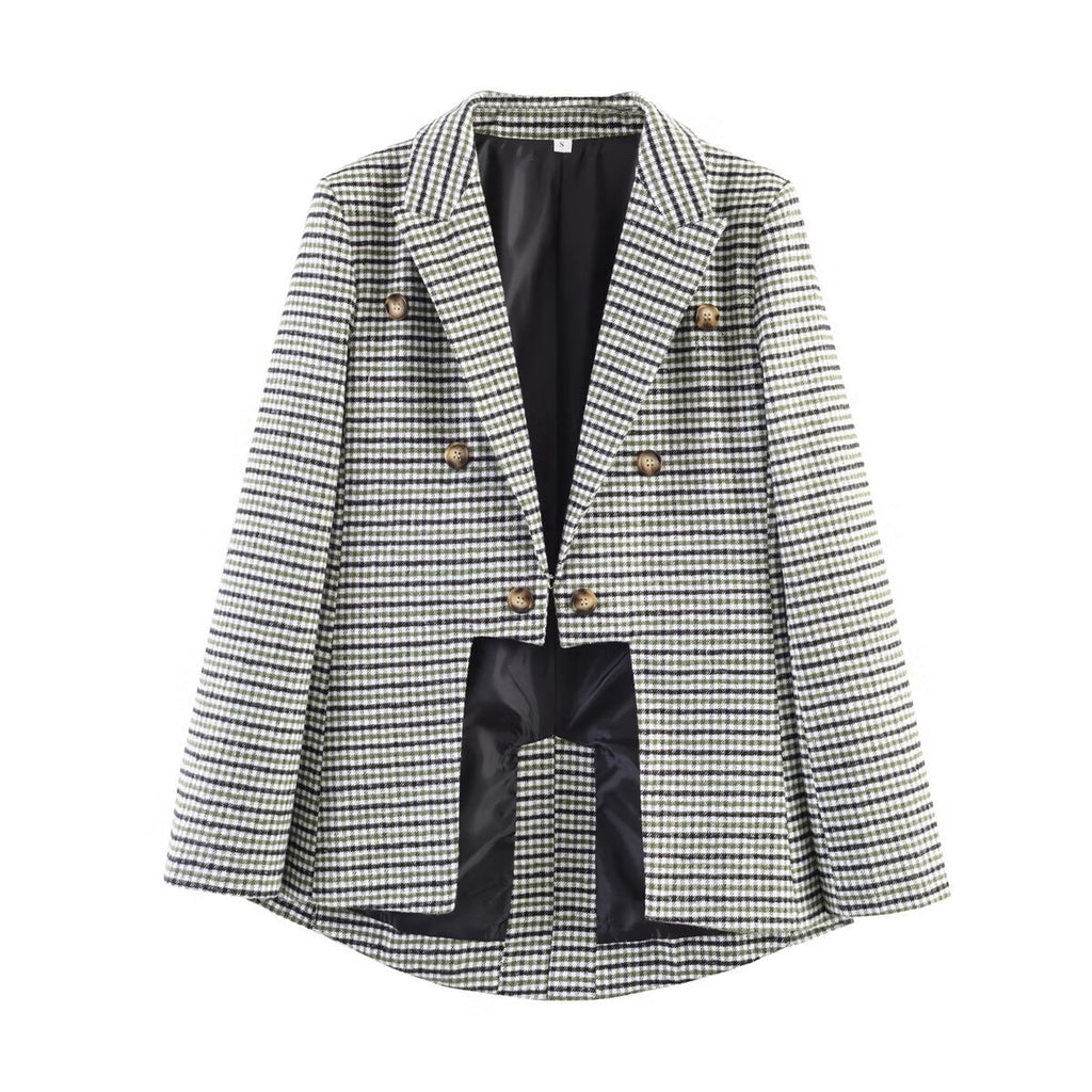 Casual asymmetrical checkered suit