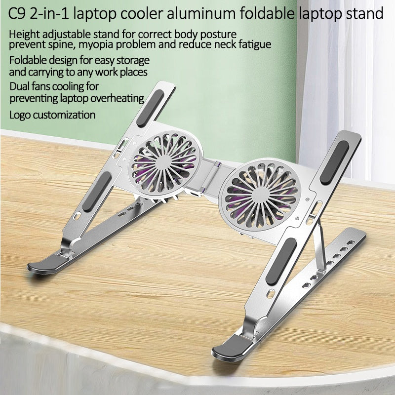 C9 Computer Bracket Aluminum Alloy Notebook Bracket Folding Fan Cooling Increased  Bracket