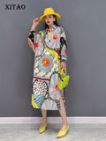 Summer New Fashion Dress Casual Printed Shirt Slit Women's Clothing