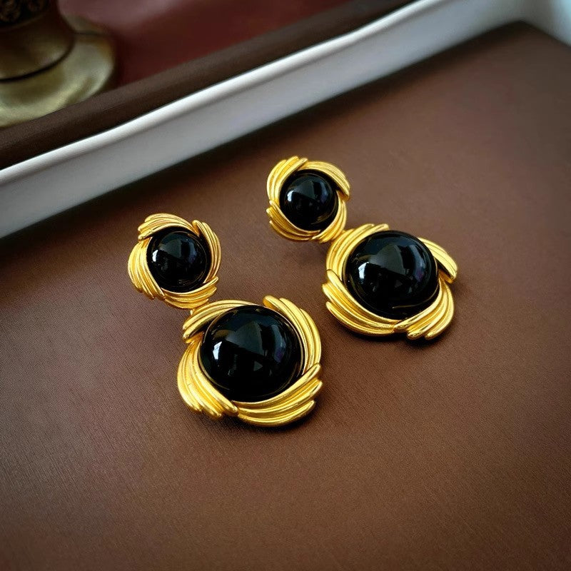 Retro Metal Stud Earrings Enamel Geometric irregularity for Women Jewerly