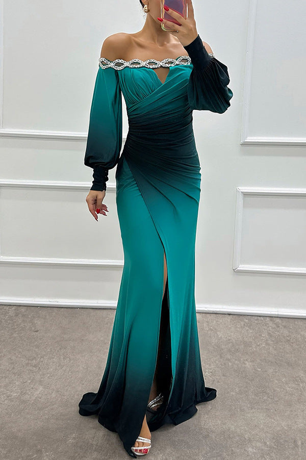 Chic Long Sleeve Off-Shoulder Printed Dress for Women  Casual Party Style Fashion Dress