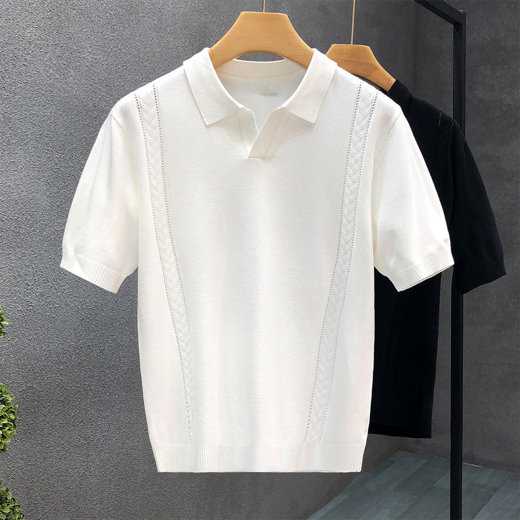 Summer thin half sleeved knitted shirt for men