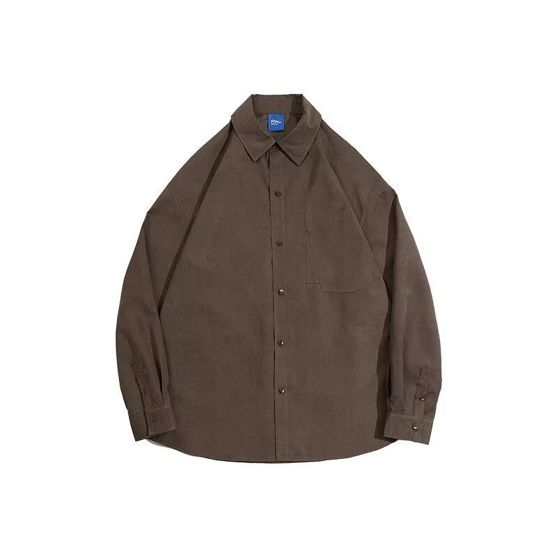 Solid color simple business casual long sleeved shirt for men