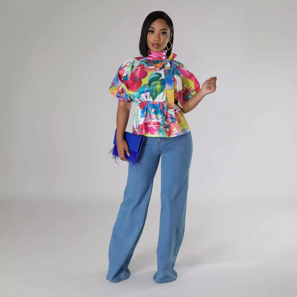 Royal Casual Printed Shirt Women's Fashion Outfit