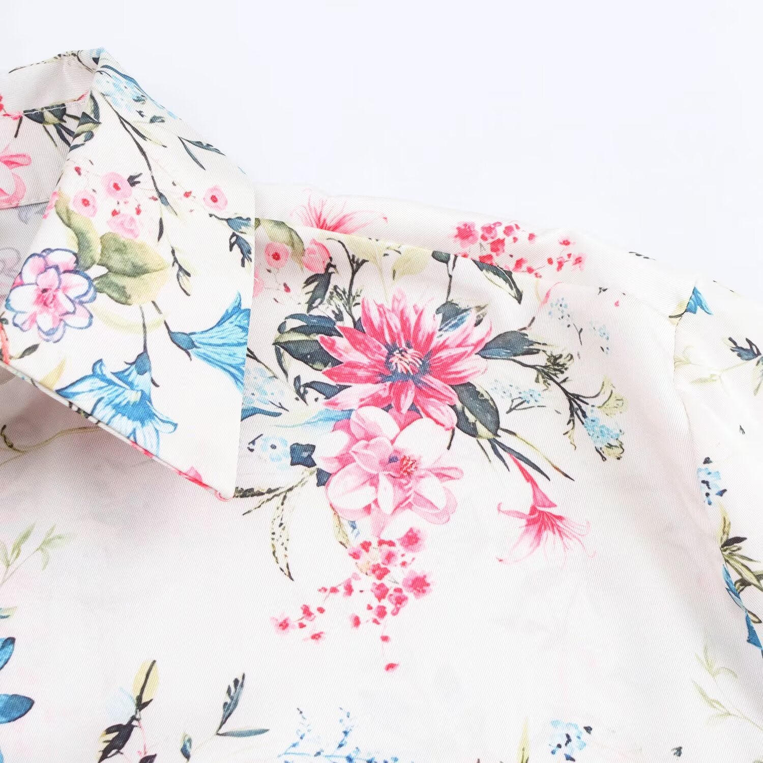 European and American fashion casual lapel silk texture printed shirt