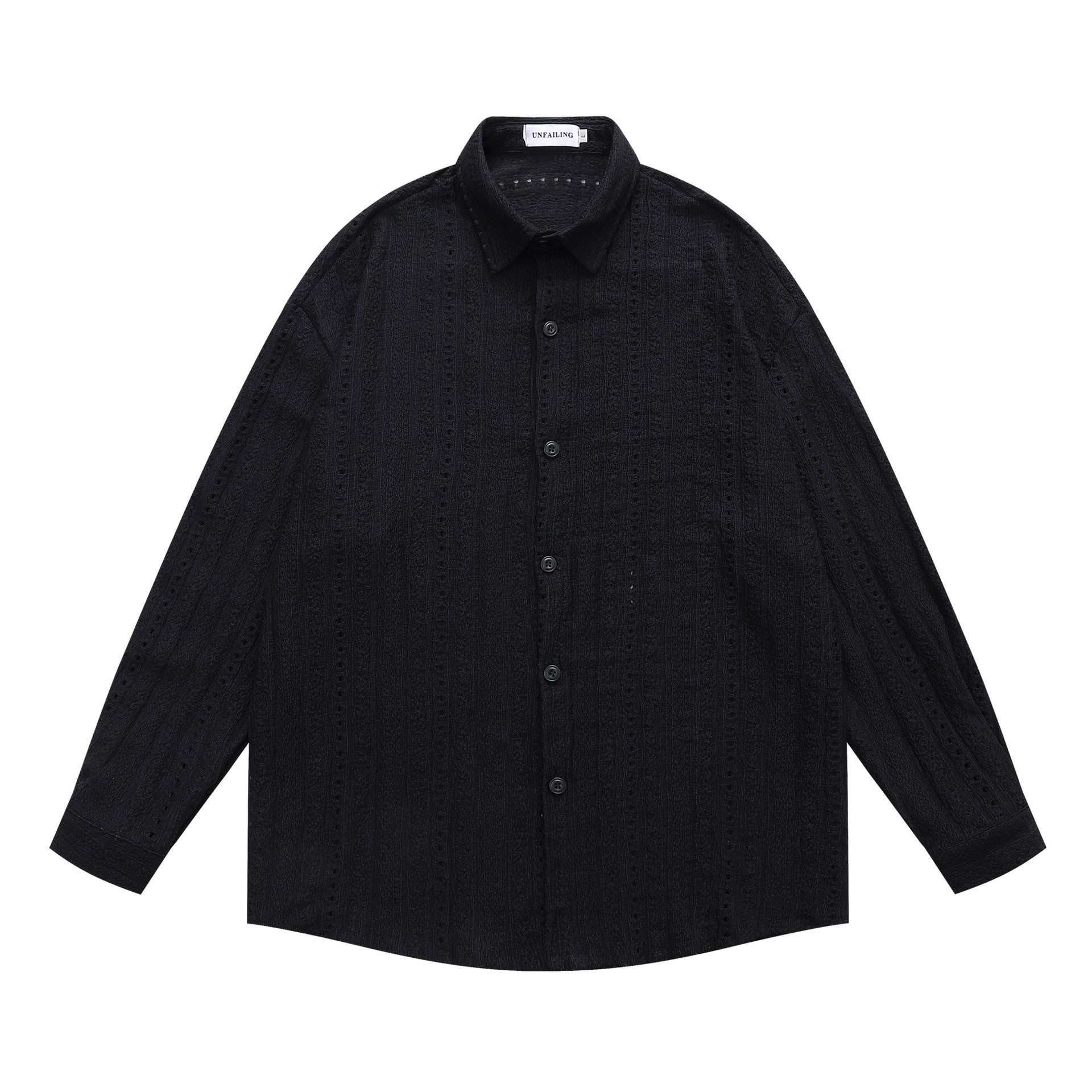 Retro Hollow-out Striped Long-sleeved Shirt for Men and Women