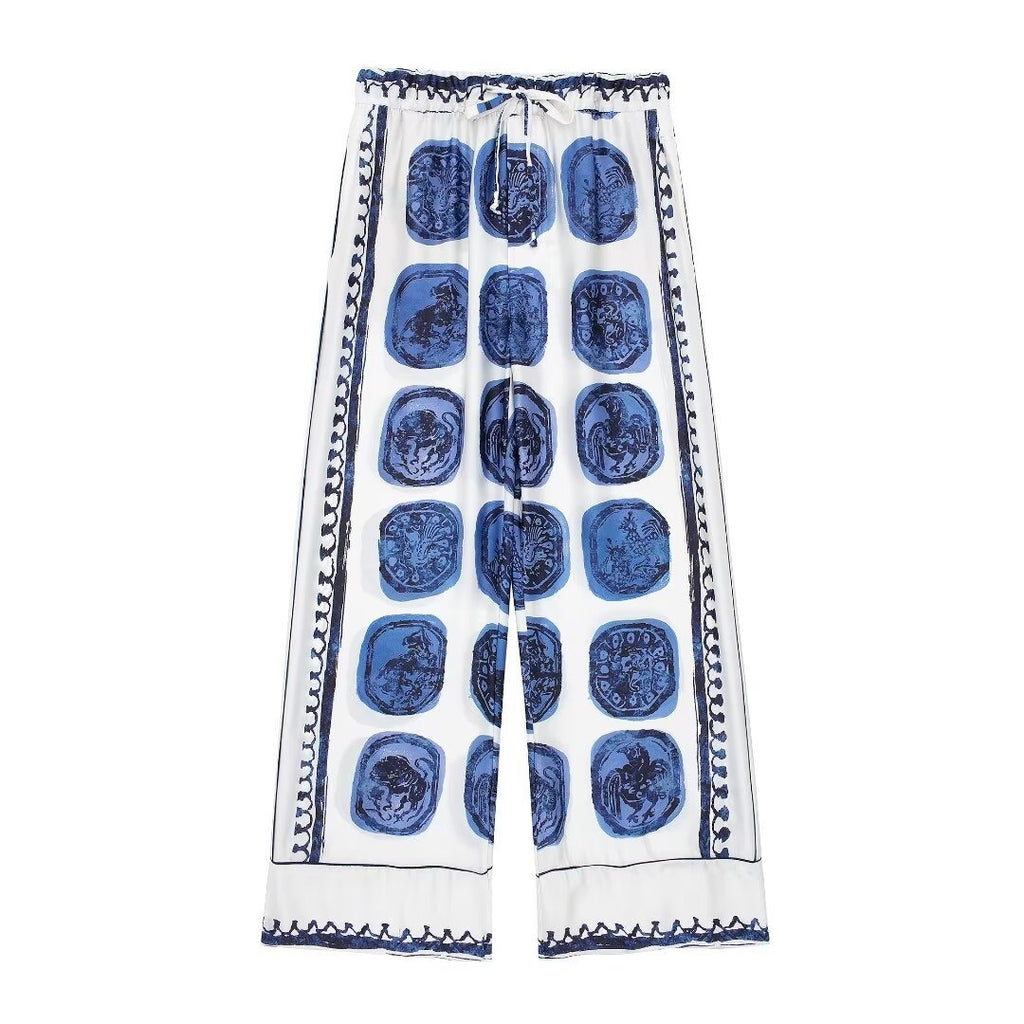 Fashion printed shirt and casual pants