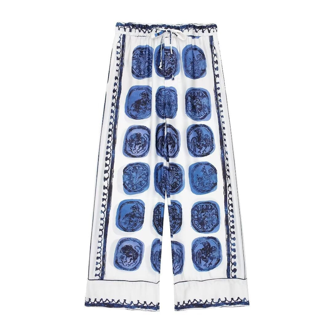 Fashion printed shirt and casual pants