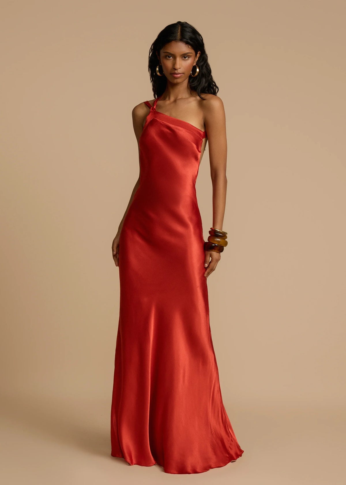 Chic Asymmetrical Shoulder Fitted Dress for Women, Casual Fashion Satin DressSummer Party Dress