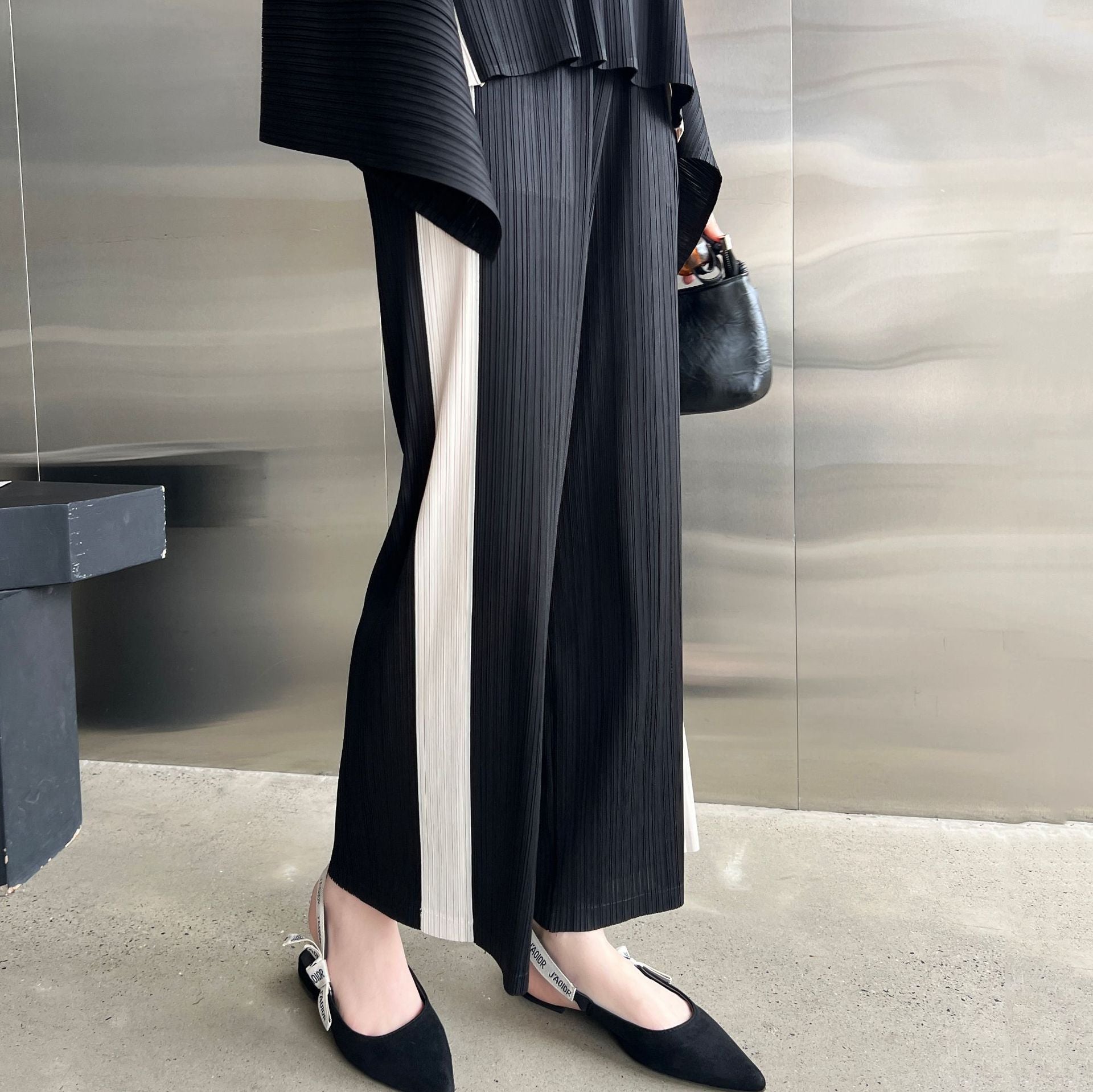 High-end Pleated Fashion Irregular Casual Top and Pants Set