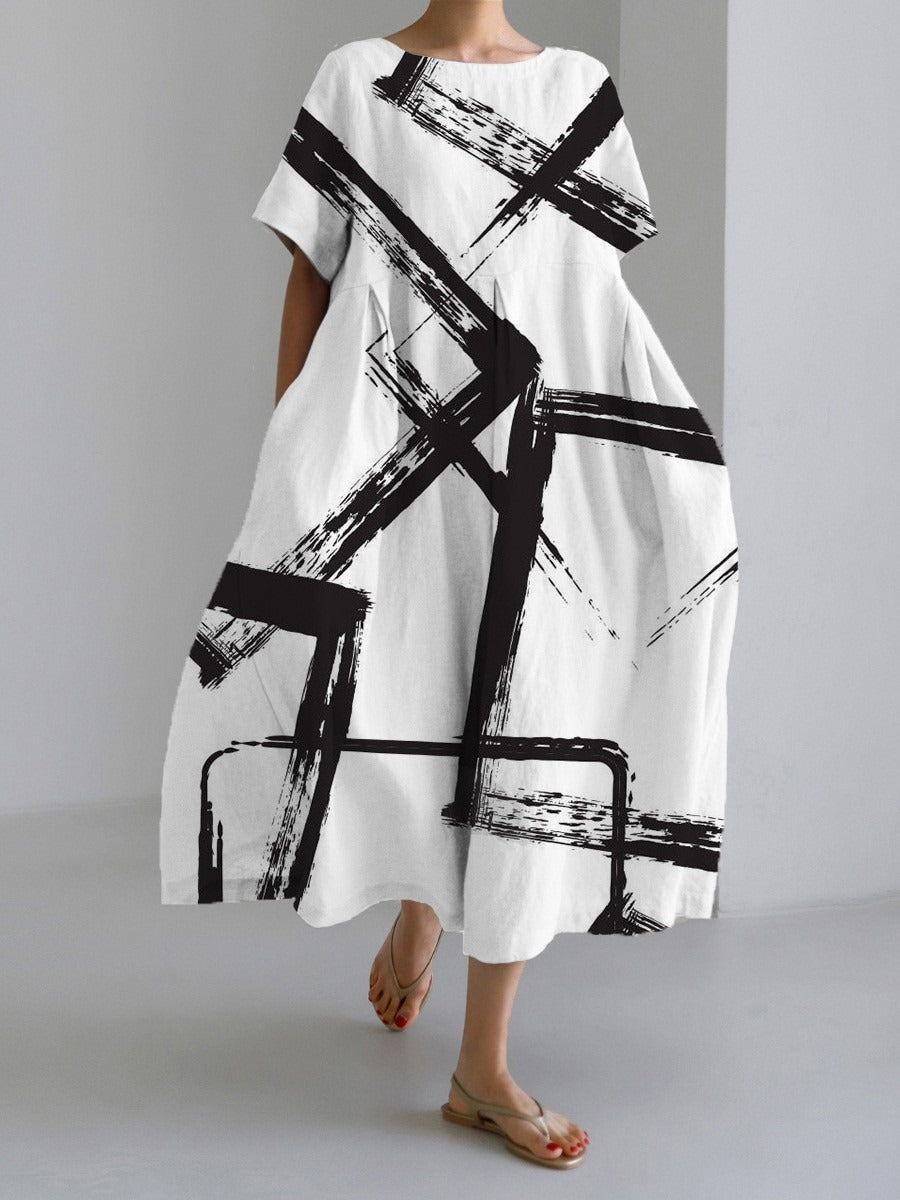 3D printing imitation cotton craft casual fashion women's dress