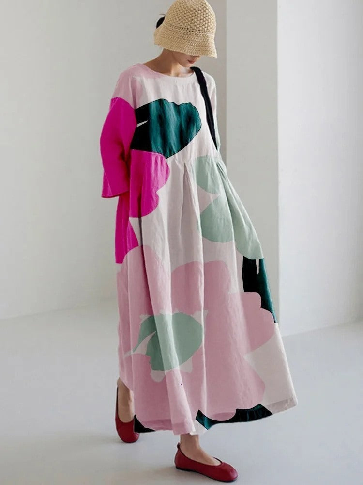 3D printing imitation cotton craft casual fashion women's dress