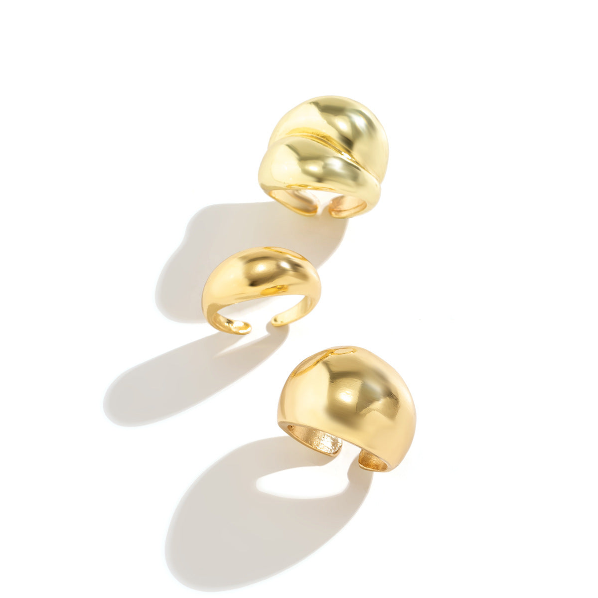 Small and trendy design sense, geometric curved ring, articulated ring, exaggerated opening set ring