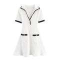 Women's Fashion Casual Metal Button Ribbed Dress