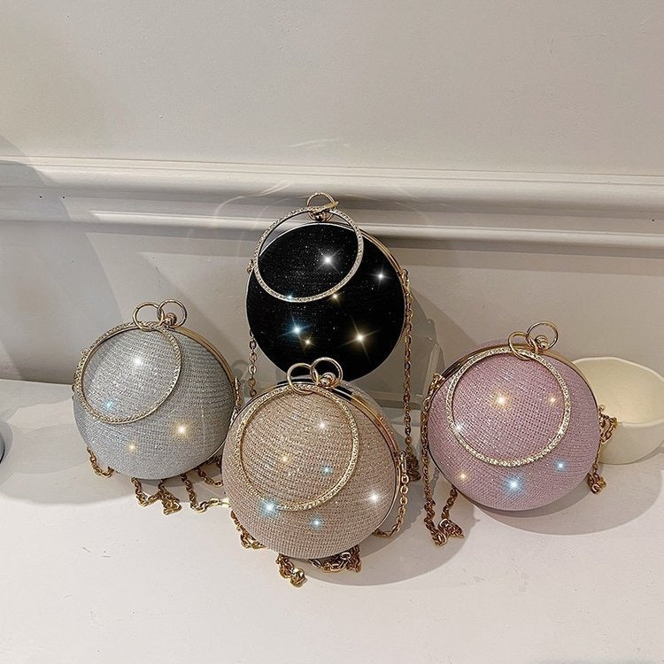 Personalized Design Spherical Bag Women Bag Fashion Portable Small Round Bag Diamond Starry One Shoulder Evening Bag