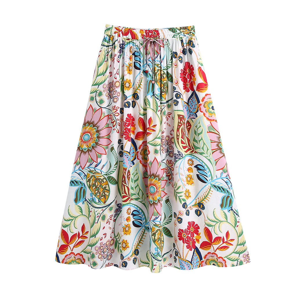 Floral Print Midi Skirt for Women  Casual Fashion Dress