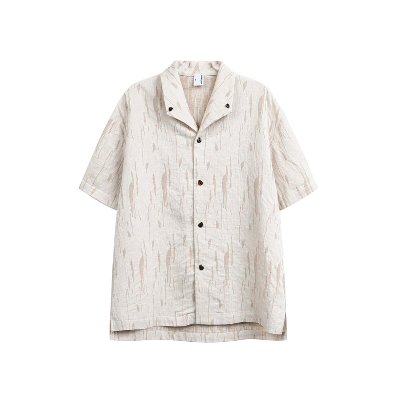 Cuban collar short sleeved shirt for men