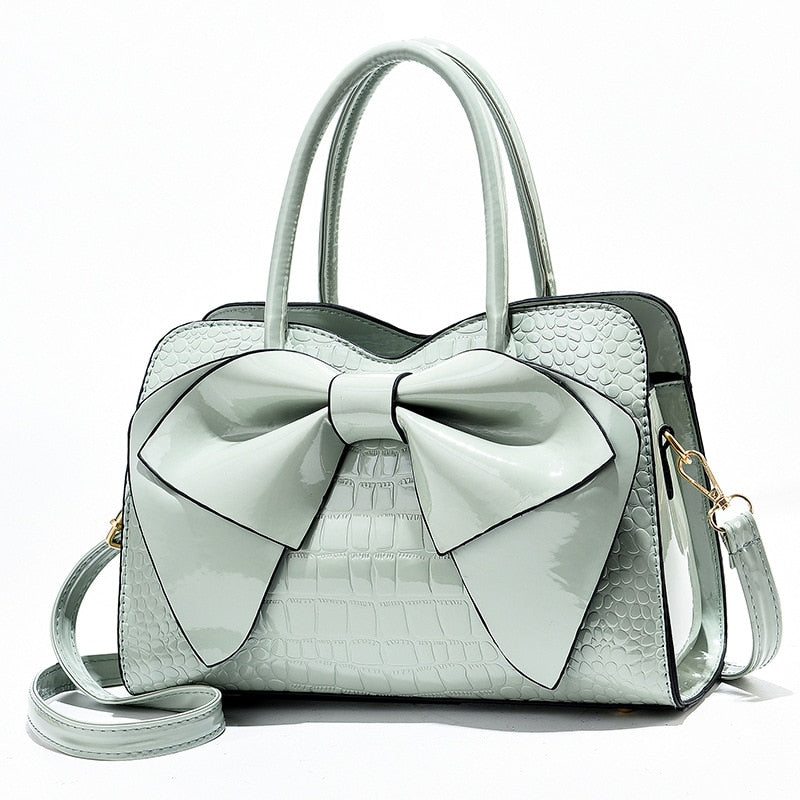 Fashion Women Handbags Tassel PU Leather Totes Bag Top-handle Embroidery Bag Shoulder Bag Lady Simple Style Crocodile Pattern