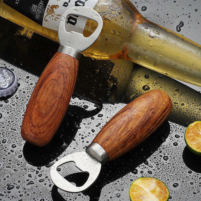 304 stainless steel beer bottle opener, household beer bottle opener, kitchen rosewood manual creative bottle opener