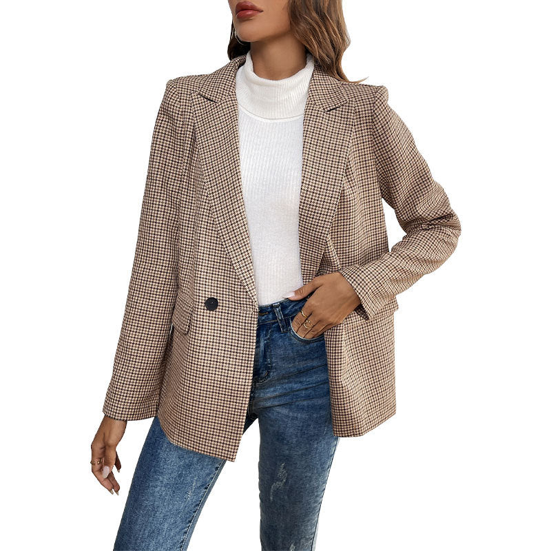 Casual suit retro style houndstooth suit jacket