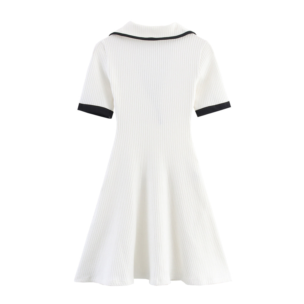 Women's Fashion Casual Metal Button Ribbed Dress