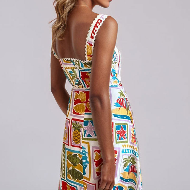 Graffiti camisole strapless fashion dress for women