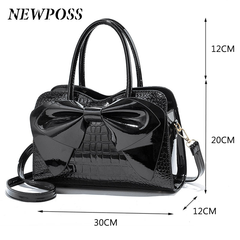 Fashion Women Handbags Tassel PU Leather Totes Bag Top-handle Embroidery Bag Shoulder Bag Lady Simple Style Crocodile Pattern