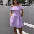 Belted One-Shoulder Casual Fashion Party Dress for Women