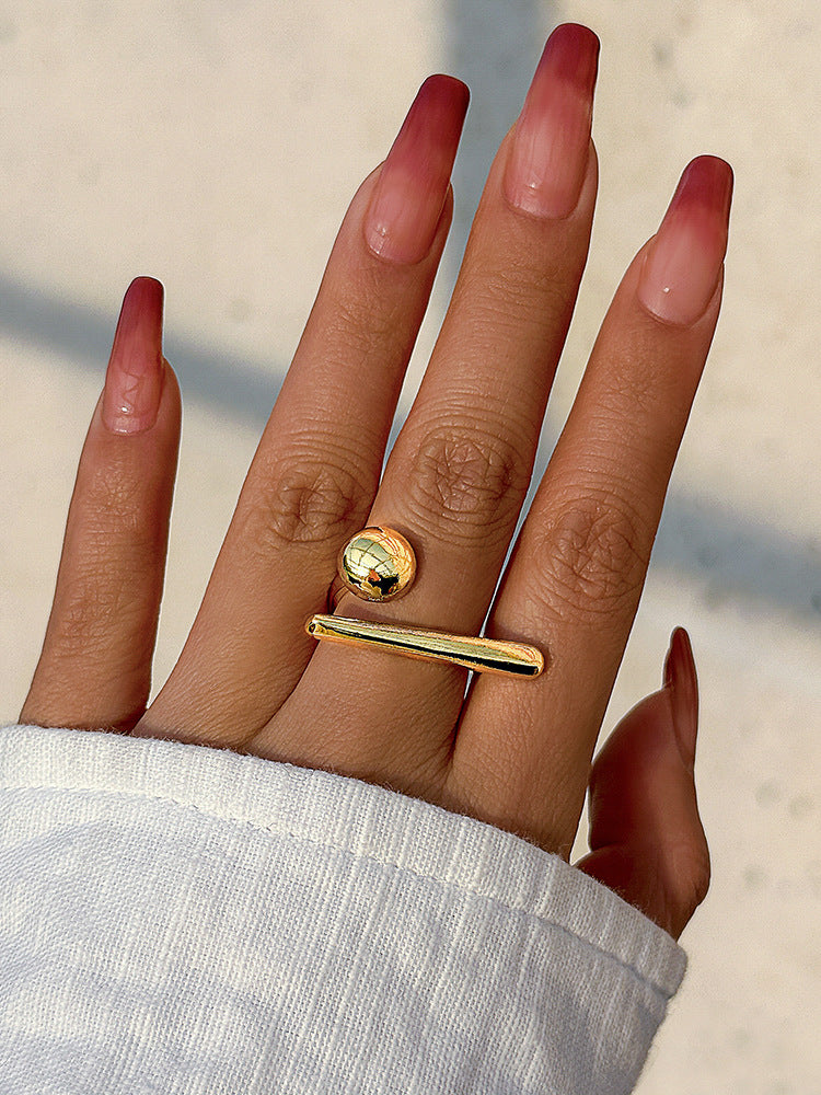 Metallic smooth butterfly ring for women, simple and exaggerated French bow ring