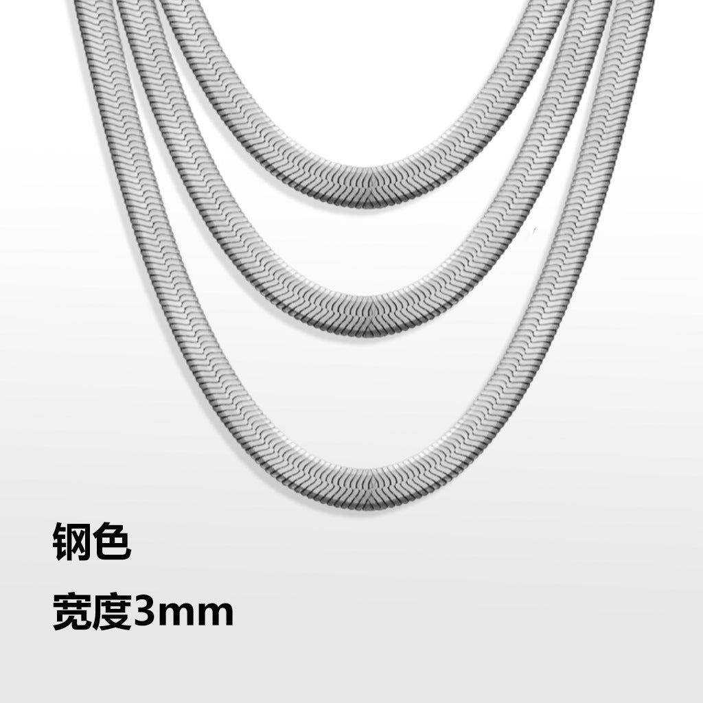 Flat serpentine chain, thin serpentine chain, electric 18K