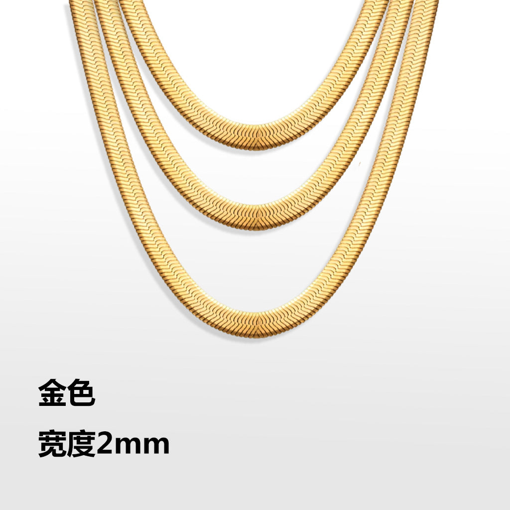 Flat serpentine chain, thin serpentine chain, electric 18K