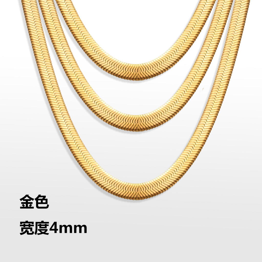 Flat serpentine chain, thin serpentine chain, electric 18K