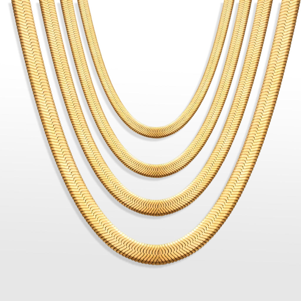 Flat serpentine chain, thin serpentine chain, electric 18K