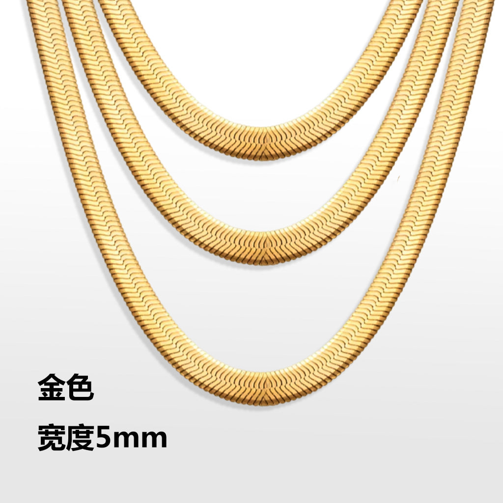 Flat serpentine chain, thin serpentine chain, electric 18K